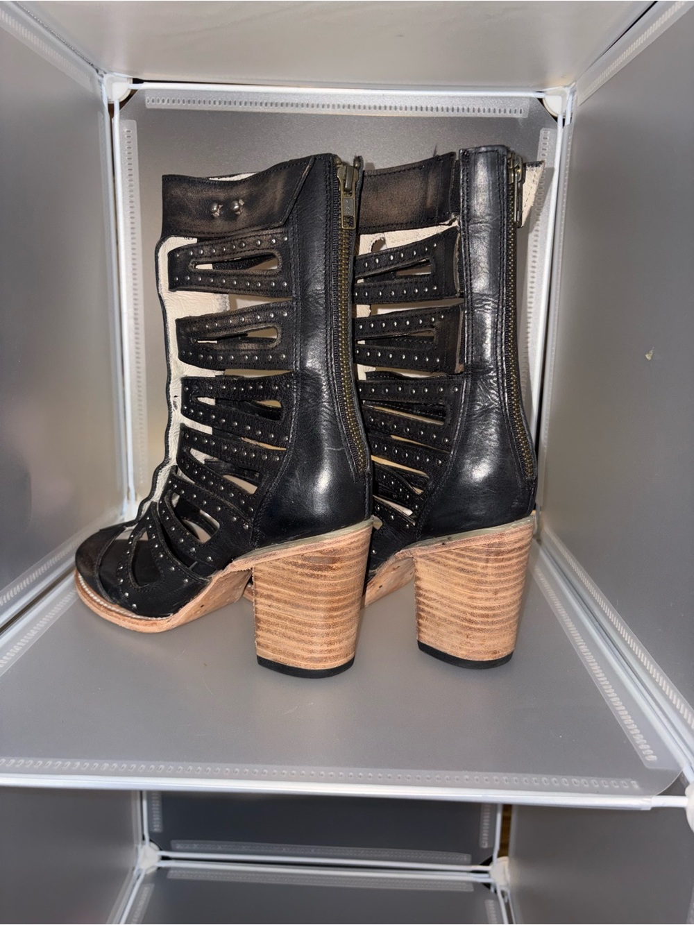 Freebird by Steven Black Cutout Heel Booties with Stud Accents - Picture 3 of 6